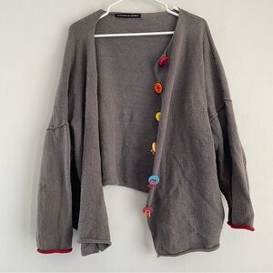 Barbara de Jounge rainbow button brown gray cardigan sweater